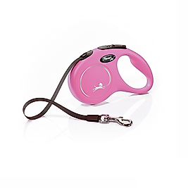 Flexi Classic Yeni Otomatik Şerit Köpek Gezdirme Tasması 5 Metre. S Beden Pembe