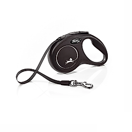 Flexi Classic Yeni Otomatik Şerit Köpek Gezdirme Tasması 5 Metre. S Beden Siyah
