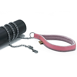 Doggie Polar Dokumadan El Yapımı Zincirli Köpek Gezdirme Kayışı 2x110 Cm Pembe