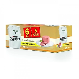 Gourmet Gold Kıyılmış Tavuklu Yetişkin Kedi Konserve Maması 85 Gr (6 Al 5 Öde) - 8690632660097