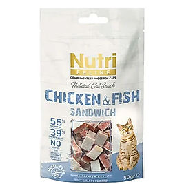 Nutri Tahılsız Tavuklu & Balıklı Sandviç Kedi Ödül (50 g)