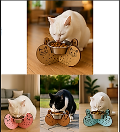 Tekli Ahşap Stant Mama Kabı