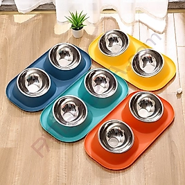 Büyük Boy Çelik İkili Mama Kabı