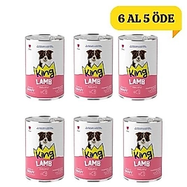 King Sos İçerisinde Et Parçacıklı Kuzu Etli Köpek Konservesi 400 gr 6 Al 5 Öde