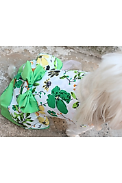 Cicekli Köpek Elbisesi Yesil