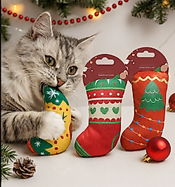 Evcil Hayvan Yılbaşı Konsepti Çorap Desenli Hışırtılı Bez Oyuncak