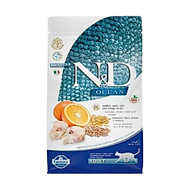 N&D Ocean Düşük Tahıllı Morina Balıklı ve Portakallı Adult Kedi Maması (1,5 kg)
