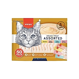 Wanpy Karışık 4 Lezzetli Krema Kedi Ödül Maması (50 x 14 g)