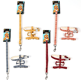 203490-Doglife Ekose Desenli Papyonlu Göğüs Tasması+Gezdirme (S)