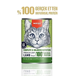 Wanpy Tahılsız Kedi %100 Gerçek Et 375 gr Kuzulu Konserve