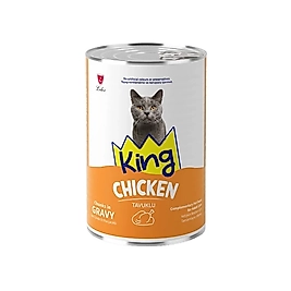 King Sos İçerisinde Et Parçacıklı Tavuklu Kedi Konservesi 400 gr