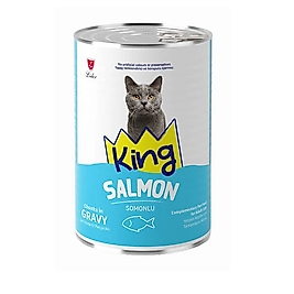 King Sos İçerisinde Et Parçacıklı Somonlu Kedi Konservesi 400 G