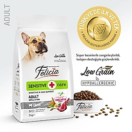 Felicia 3 Kg Kolajenli Kuzulu Az Tahıllı Small/Mini Yetişkin Köpek Maması HypoAllergenic Köpek Maması