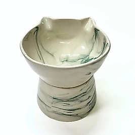 Kedi Figürlü Yüksek Seramik Mama ve Su Kabı– 400 ml