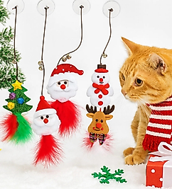 Evcil Hayvan Yılbaşı Konsepti Tüy Püsküllü Yapışkanlı Oyuncak