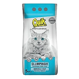 Quik Bentonit Marsilya Sabunu Kokulu İnce Taneli Kedi Kumu (5 L)