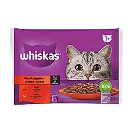 Whiskas Pouch Sos İçinde Sığırlı ve Tavuklu Yetişkin Kedi Konservesi 85gr (4'lü)