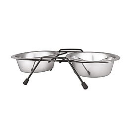 Orijin Tel Ayaklı İkili Krom Kaplı Mama Kabı 2 QT (21 cm) XLarge