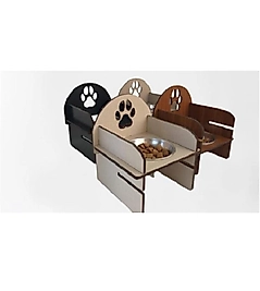 Yüksekliği Ayarlanabilir Ahşap Standlı Mama Kabı