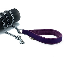 Doggie Polar Dokumadan El Yapımı Zincirli Köpek Gezdirme Kayışı 3x110 Cm Mor